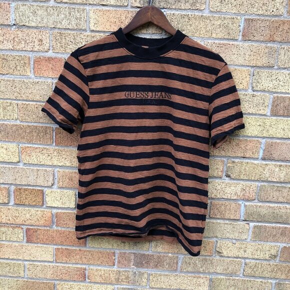 Vintage Striped Guess Shirt XS Brown - Picture 3 of 4
